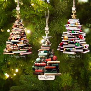 Bookstack Christmas Ornament – Personalized Custom Shaped Ornament – Christmas For Librarian, Book Lovers