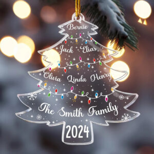Christmas Tree With Family Names - Personalized Custom Shaped Acrylic Ornament - Christmas Gift For Family Members 2 Christmas Tree With Family Names 2.jpg