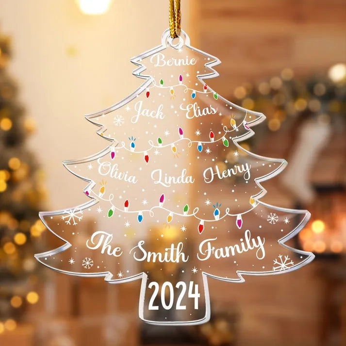 Christmas Tree With Family Names – Personalized Custom Shaped Acrylic Ornament – Christmas Gift For Family Members Christmas Tree With Family Names – Personalized Custom Shaped Acrylic Ornament – Christmas Gift For Family Members