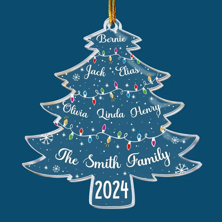 Christmas Tree With Family Names – Personalized Custom Shaped Acrylic Ornament – Christmas Gift For Family Members Christmas Tree With Family Names – Personalized Custom Shaped Acrylic Ornament – Christmas Gift For Family Members
