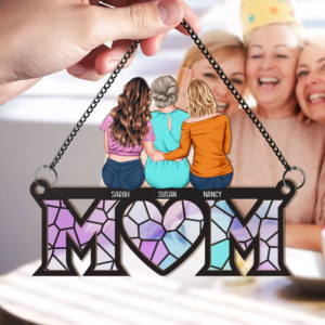 Mother & Children Bond [Aldult Version] – Personalized Window Hanging Suncatcher Ornament – Gift For Mom, Mama, Mommy, Mother