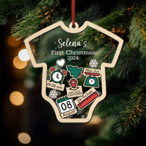 Custom Baby’s First Christmas 2025 Ver .2 – Personalized Shaker Ornament – Customized Baby Name, New 1st Baby Gift, Baby Keepsake, 4D Shake Babies