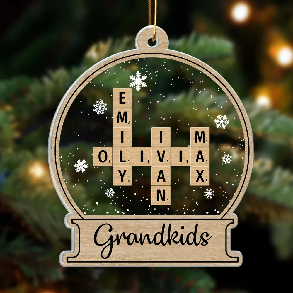 Snow Globe Family Crossword Puzzle – Personalized Custom Shaped Acrylic Ornament – Christmas Gift For Family Members, Mom, Dad, Grandparents Snow Globe Family Crossword Puzzle – Personalized Custom Shaped Acrylic Ornament – Christmas Gift For Family Members, Mom, Dad, Grandparents