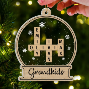 Snow Globe Family Crossword Puzzle - Personalized Custom Shaped Acrylic Ornament - Christmas Gift For Family Members, Mom, Dad, Grandparents 1 Family Crossword 4.png
