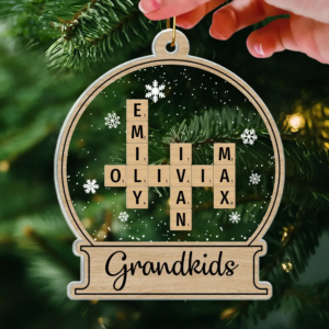 Snow Globe Family Crossword Puzzle - Personalized Custom Shaped Acrylic Ornament - Christmas Gift For Family Members, Mom, Dad, Grandparents 2 Family Crossword 3.png