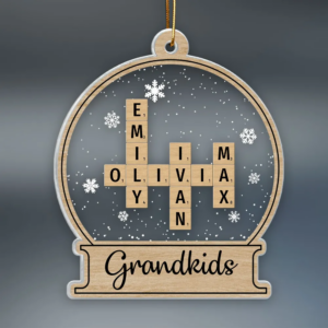 Snow Globe Family Crossword Puzzle - Personalized Custom Shaped Acrylic Ornament - Christmas Gift For Family Members, Mom, Dad, Grandparents 3 Family Crossword 2.png
