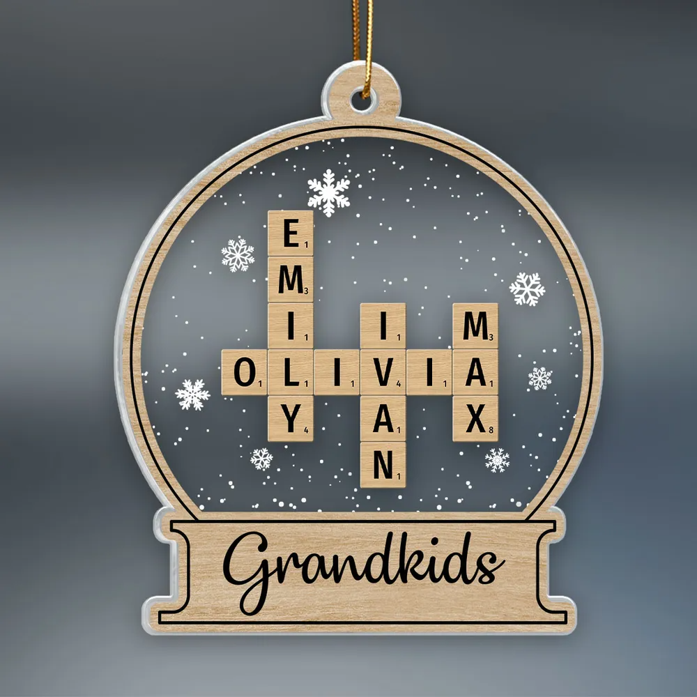 Snow Globe Family Crossword Puzzle – Personalized Custom Shaped Acrylic Ornament – Christmas Gift For Family Members, Mom, Dad, Grandparents Snow Globe Family Crossword Puzzle – Personalized Custom Shaped Acrylic Ornament – Christmas Gift For Family Members, Mom, Dad, Grandparents