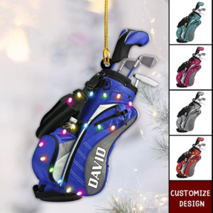 Golf Bag Christmas – Personalized Custom Shaped Acrylic Ornament – Christmas For Golfers, Golf Lovers