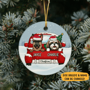 Christmas Personalized Ornament - Circle Ceramic Ornament - Christmas Gift for Dog Mom, Dog Dad, Dog Lovers, Pet Gifts for Him, Her 1 christmas dogs personalized ornament circle ceramic ornament chirstmas gift for dog mom dog dad dog lovers pet gifts for him her suzitee store 2 36095353094447.png
