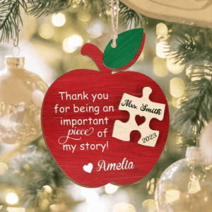 Teacher Christmas Ornament – Personalized 2 Layers Wooden Ornament – Christmas Gift for Teacher, Kindergarten, Preschool, Pre K, Paraprofessional