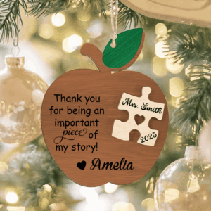 teacher christmas ornament personalized 2 layers wooden ornament chirstmas gift for teacher kindergarten preschool pre k paraprofessional suzitee store 3.png