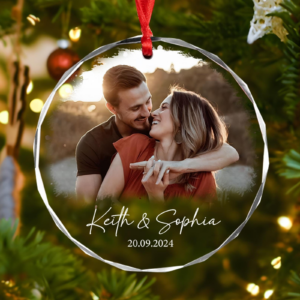Custom Photo Couple Keepsake Ornament - Personalized Circle Glass Ornament - Christmas Gift For Couple, Husband, Wife, Family Members 1 CoupleGlassOrnament2.png