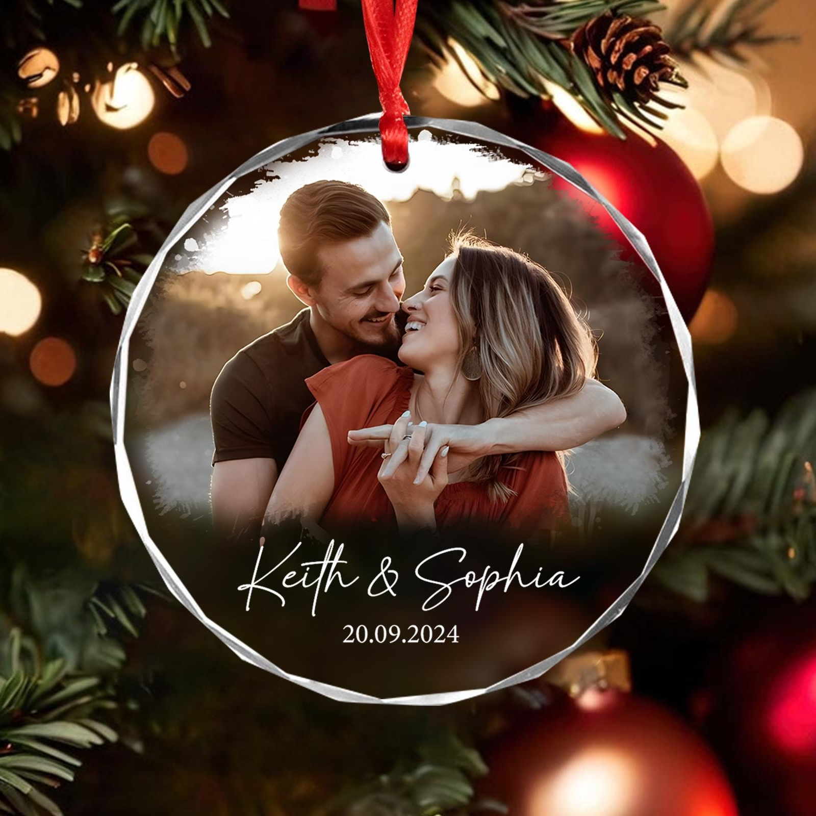 Custom Photo Couple Keepsake Ornament – Personalized Circle Glass Ornament – Christmas Gift For Couple, Husband, Wife, Family Members Custom Photo Couple Keepsake Ornament – Personalized Circle Glass Ornament – Christmas Gift For Couple, Husband, Wife, Family Members