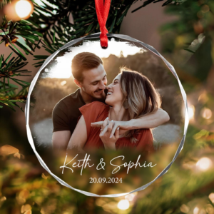 Custom Photo Couple Keepsake Ornament - Personalized Circle Glass Ornament - Christmas Gift For Couple, Husband, Wife, Family Members 3 CoupleGlassOrnament3.png