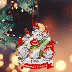 Christmas Family Gnome Ornament – Custom Shaped Ornament Acrylic – Christmas Gift for Family, Friends, Babies, Mothers and Grandma