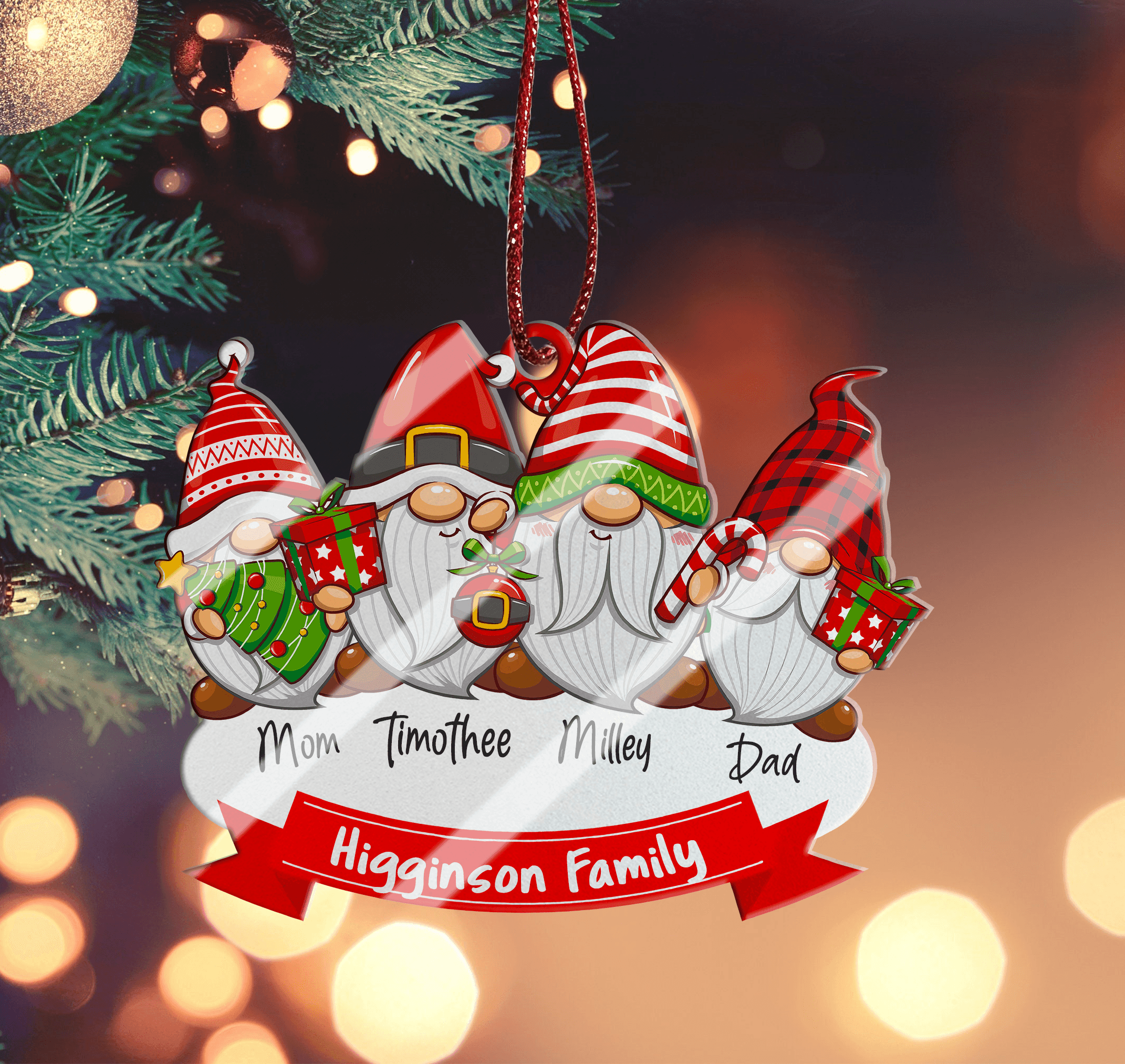 Christmas Family Gnome Ornament – Custom Shaped Ornament Acrylic – Christmas Gift for Family, Friends, Babies, Mothers and Grandma Christmas Family Gnome Ornament – Custom Shaped Ornament Acrylic – Christmas Gift for Family, Friends, Babies, Mothers and Grandma
