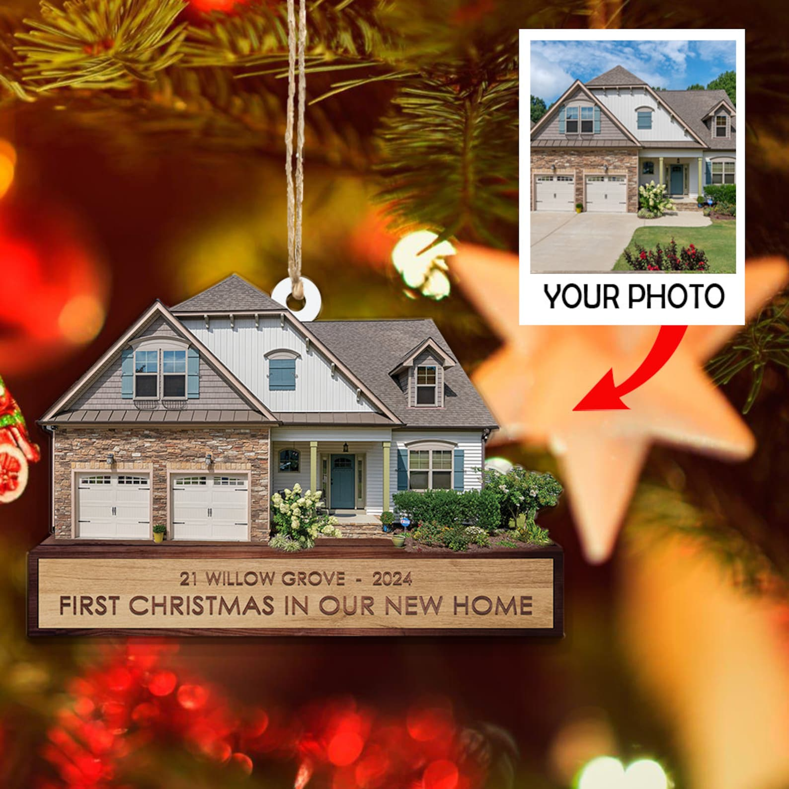 Custom House Photo Ornament, House Photo Ornament, Christmas Ornament, Family Ornament, Christmas Decor, Christmas Gift for Family Custom House Photo Ornament, House Photo Ornament, Christmas Ornament, Family Ornament, Christmas Decor, Christmas Gift for Family