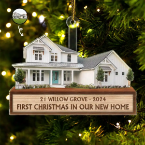 Custom Photo First Christmas In Our New House – Personalized Cutout Acrylic Ornament