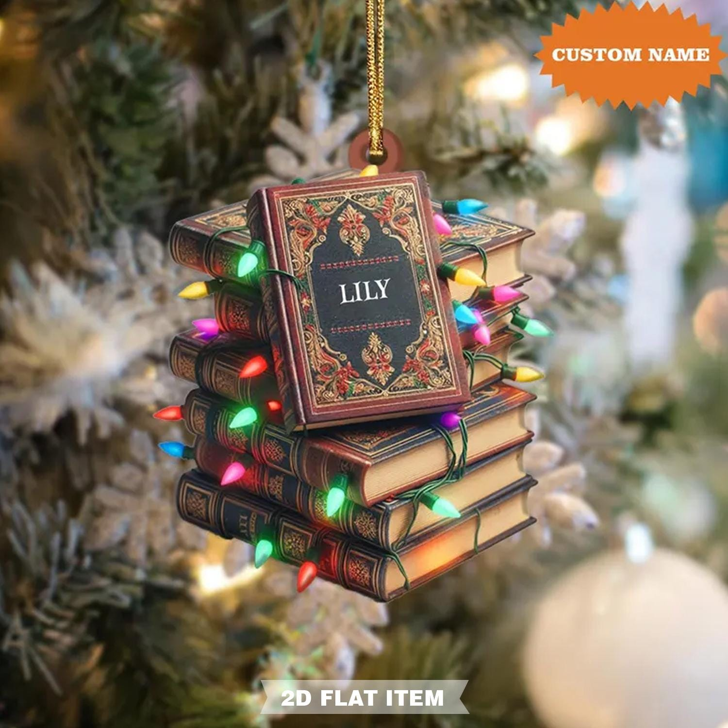 Vintage Books Christmas Light Ornament – Personalized Custom Shaped Acrylic Ornament – Christmas For Book Lovers Vintage Books Christmas Light Ornament – Personalized Custom Shaped Acrylic Ornament – Christmas For Book Lovers
