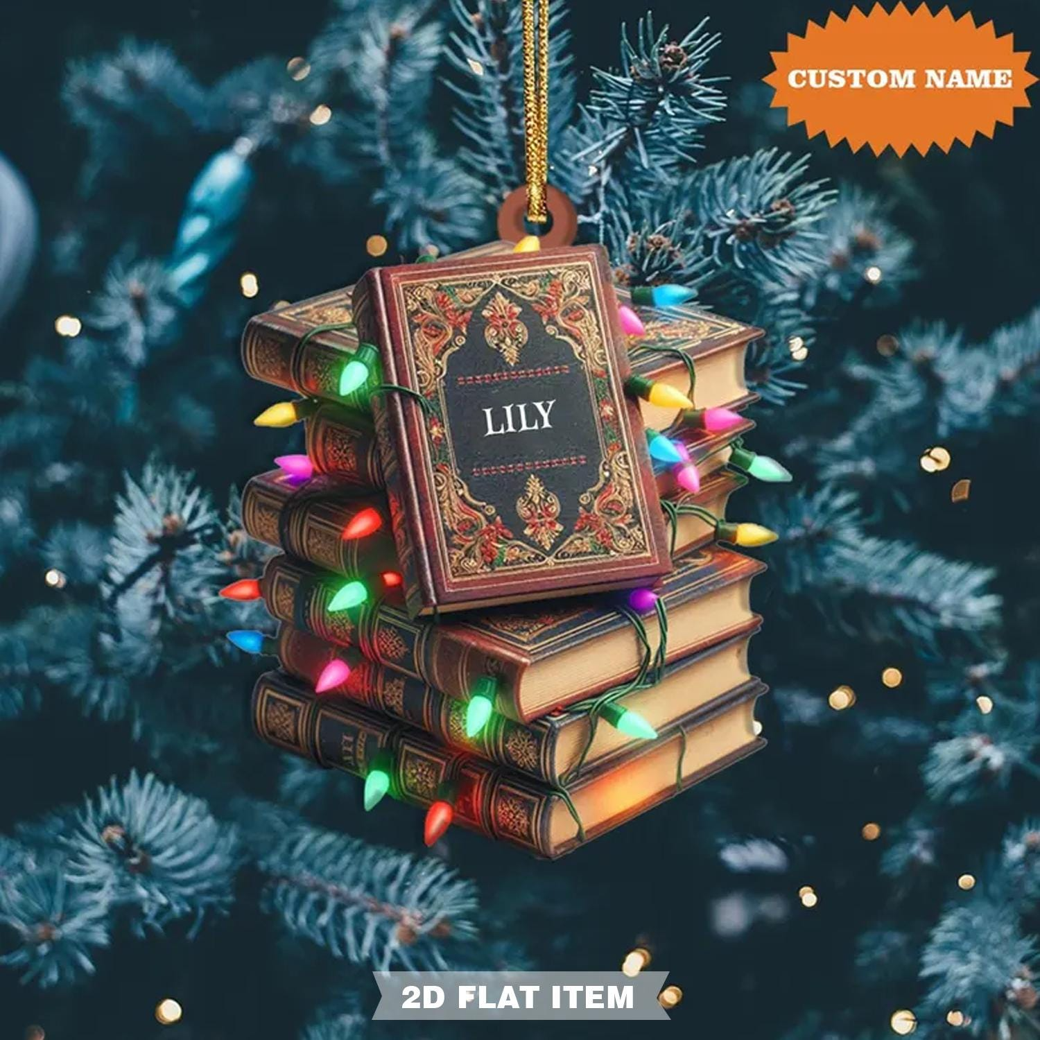 Vintage Books Christmas Light Ornament – Personalized Custom Shaped Acrylic Ornament – Christmas For Book Lovers Vintage Books Christmas Light Ornament – Personalized Custom Shaped Acrylic Ornament – Christmas For Book Lovers