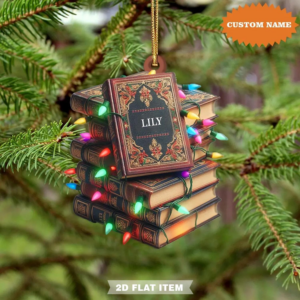 Vintage Books Christmas Light Ornament - Personalized Custom Shaped Acrylic Ornament - Christmas For Book Lovers 2 VintageBooks1.png