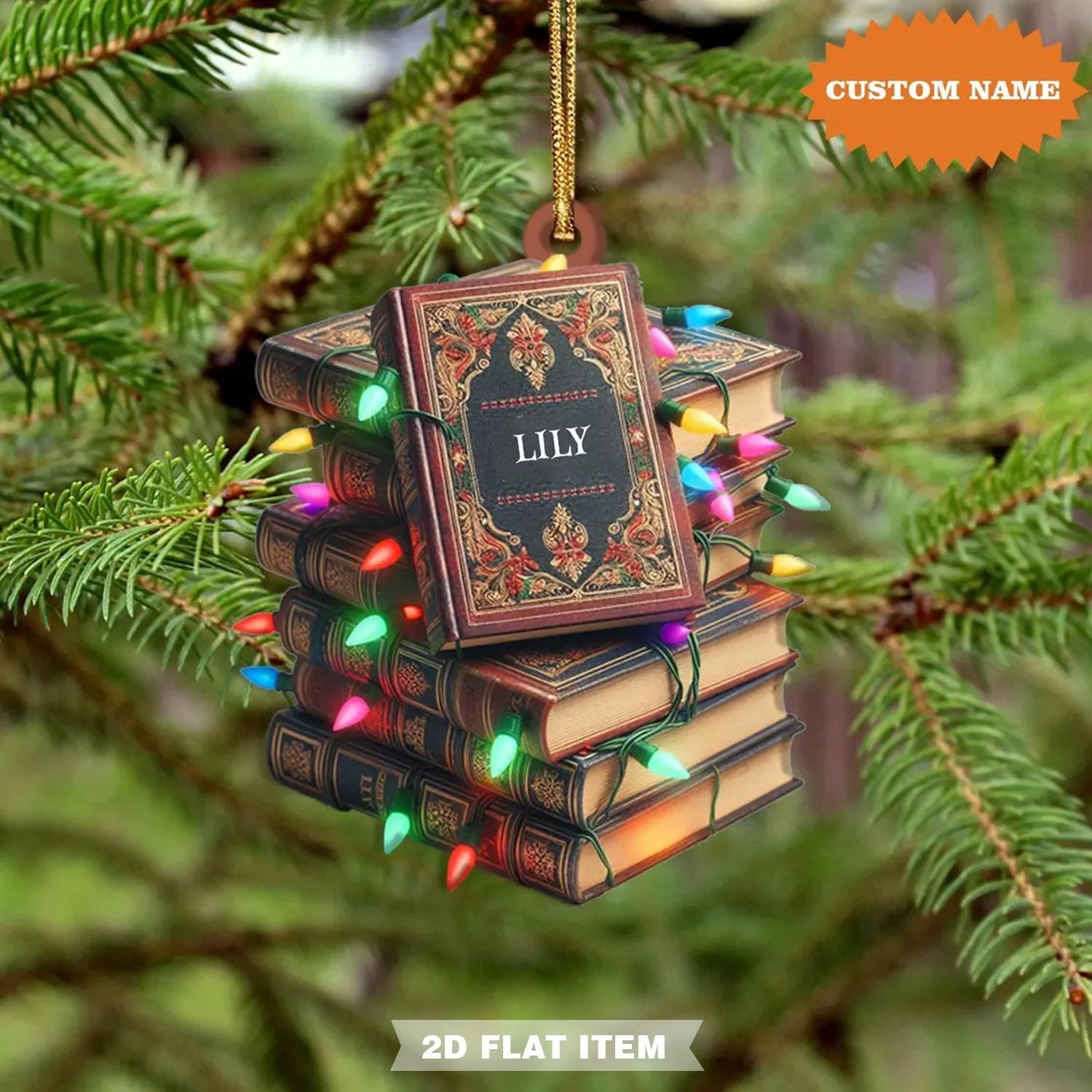 Vintage Books Christmas Light Ornament – Personalized Custom Shaped Acrylic Ornament – Christmas For Book Lovers Vintage Books Christmas Light Ornament – Personalized Custom Shaped Acrylic Ornament – Christmas For Book Lovers