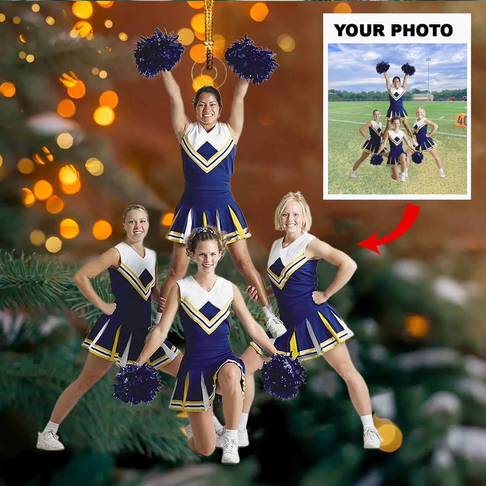 Personalized Cheerleading Friends Photo Ornament, Custom Acrylic Ornament, Christmas Gift for Cheer Team | Cheerleader Team Personalized Cheerleading Friends Photo Ornament, Custom Acrylic Ornament, Christmas Gift for Cheer Team | Cheerleader Team