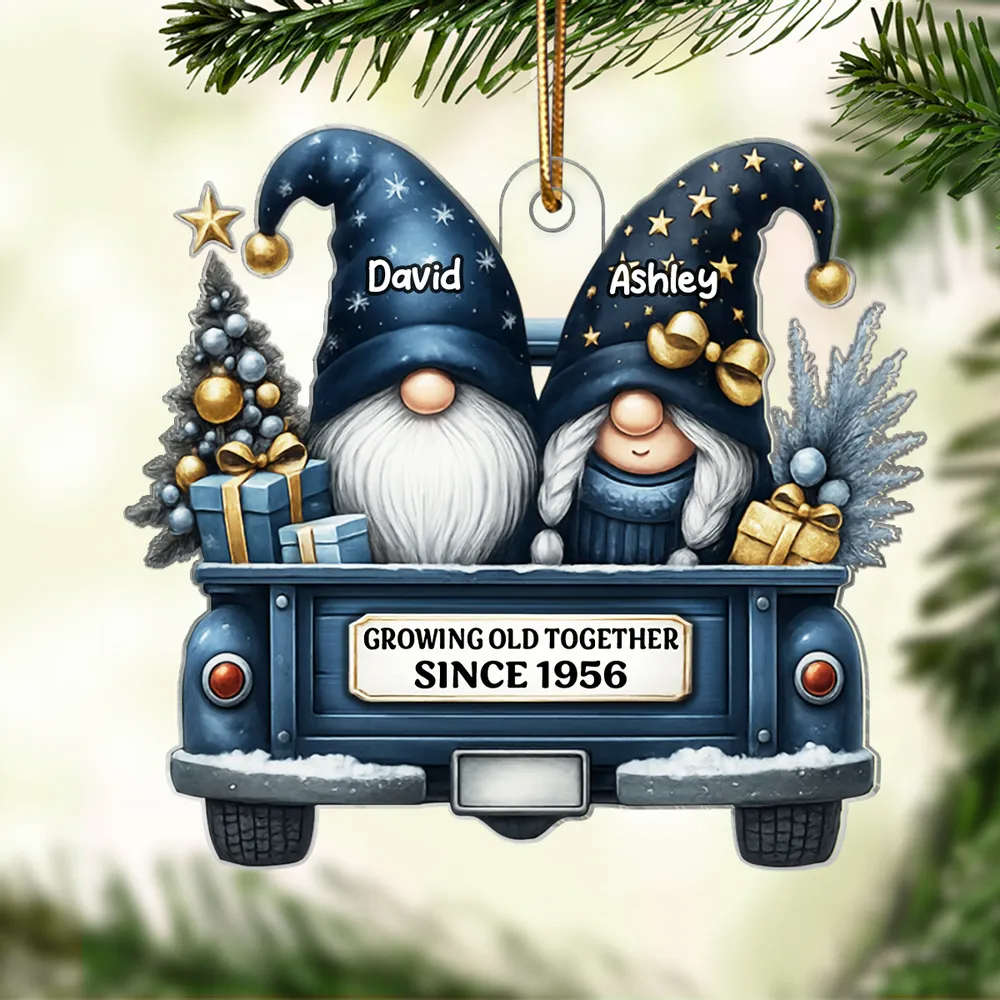 Gnome Couple Growing Old Together – Personalized Custom Shaped Acrylic Ornament – Christmas Gift For Her/Him, Husband/Wife, Couples Gnome Couple Growing Old Together – Personalized Custom Shaped Acrylic Ornament – Christmas Gift For Her/Him, Husband/Wife, Couples