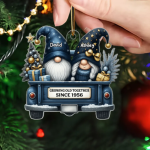 Gnome Couple Growing Old Together - Personalized Custom Shaped Acrylic Ornament - Christmas Gift For Her/Him, Husband/Wife, Couples 2 GnomeCouple4.png
