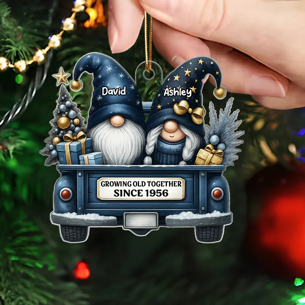 Gnome Couple Growing Old Together – Personalized Custom Shaped Acrylic Ornament – Christmas Gift For Her/Him, Husband/Wife, Couples Gnome Couple Growing Old Together – Personalized Custom Shaped Acrylic Ornament – Christmas Gift For Her/Him, Husband/Wife, Couples