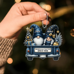 Gnome Couple Growing Old Together - Personalized Custom Shaped Acrylic Ornament - Christmas Gift For Her/Him, Husband/Wife, Couples 3 GnomeCouple5.png