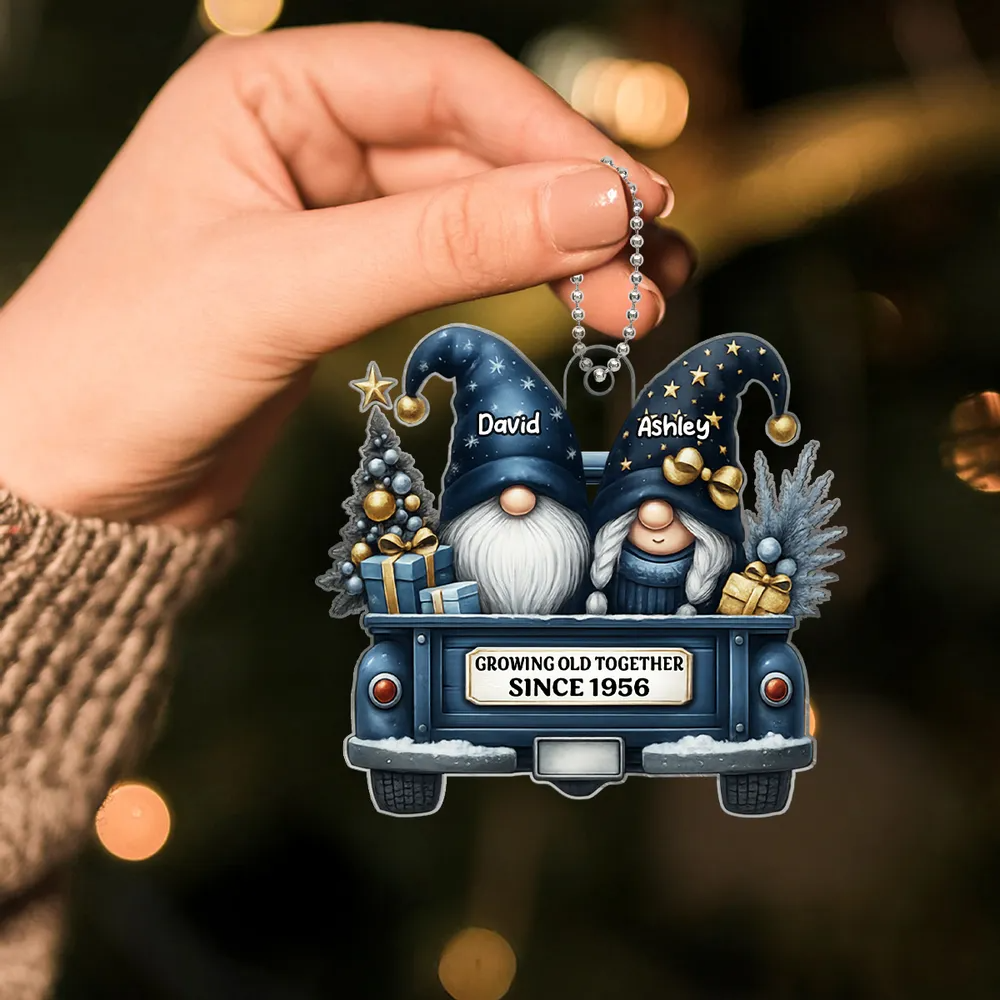Gnome Couple Growing Old Together – Personalized Custom Shaped Acrylic Ornament – Christmas Gift For Her/Him, Husband/Wife, Couples Gnome Couple Growing Old Together – Personalized Custom Shaped Acrylic Ornament – Christmas Gift For Her/Him, Husband/Wife, Couples