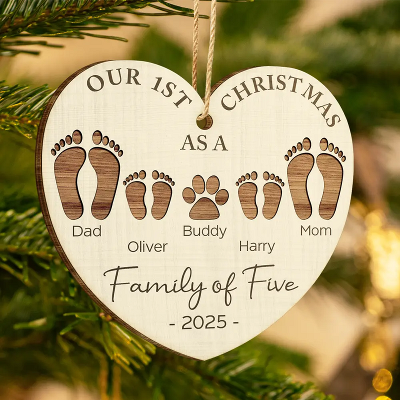 First Christmas As A Family Of Four Footprints – Personalized Wood Ornament – Babies 1st Christmas Gifts First Christmas As A Family Of Four Footprints – Personalized Wood Ornament – Babies 1st Christmas Gifts