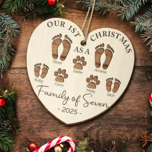 First Christmas As A Family Of Four Footprints - Personalized Wood Ornament - Babies 1st Christmas Gifts 2 FirstChristmasAsAFamily5.png