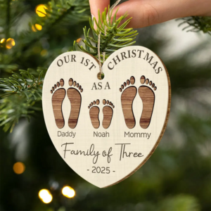 First Christmas As A Family Of Four Footprints - Personalized Wood Ornament - Babies 1st Christmas Gifts 3 FirstChristmasAsAFamily2.png