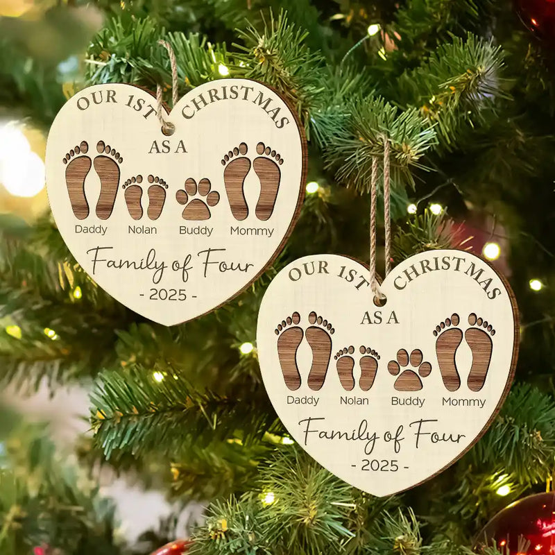 First Christmas As A Family Of Four Footprints – Personalized Wood Ornament – Babies 1st Christmas Gifts First Christmas As A Family Of Four Footprints – Personalized Wood Ornament – Babies 1st Christmas Gifts