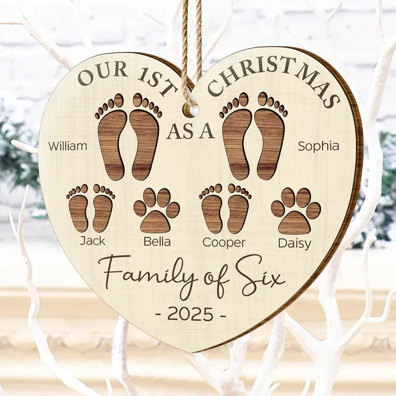 First Christmas As A Family Of Four Footprints – Personalized Wood Ornament – Babies 1st Christmas Gifts First Christmas As A Family Of Four Footprints – Personalized Wood Ornament – Babies 1st Christmas Gifts