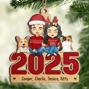 Happy Howlidays With All Our Love – Dog & Cat – Personalized Custom Shaped Ornament – Christmas Gift For Family, Pet Owners, Pet Lovers