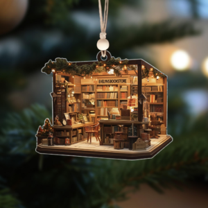 Bookstore Flat Ornament – Personalized Custom Shaped Acrylic Ornament – Christmas For Book Lovers