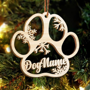 Happy Christmas With Fur Babies Dog/Cat –  Wooden Ornament – Christmas Gift For Dog Lovers, Cat Lovers, Pet Lovers