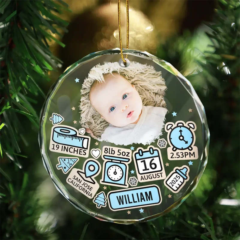Custom Photo Baby First Christmas – Personalized Circle Glass Ornament – Newborn Gifts, Babies 1st Christmas Gifts Custom Photo Baby First Christmas – Personalized Circle Glass Ornament – Newborn Gifts, Babies 1st Christmas Gifts