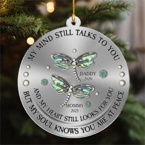 Dragonfly My Mind My Heart My Soul – Personalized Custom Shaped Acrylic Ornament – Memorial Sympathy Gifts For Loss Of Mom, Dad