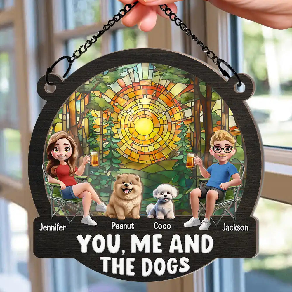 Beach You, Me And The Dogs – Personalized Window Hanging Suncatcher Ornament – Summer Gift For Couple, Wife, Husband, Dog Lovers Beach You, Me And The Dogs – Personalized Window Hanging Suncatcher Ornament – Summer Gift For Couple, Wife, Husband, Dog Lovers