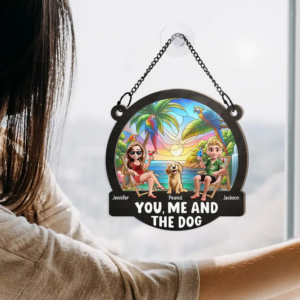 Beach You, Me And The Dogs - Personalized Window Hanging Suncatcher Ornament - Summer Gift For Couple, Wife, Husband, Dog Lovers 2 BeachYou MeAndTheDogs Personaliz 2.png