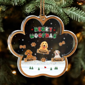 Woofmas Winter – Custom 3 Layers Shaker Ornament – Christmas Gift for Dog Lovers, Pet Lovers, Dog Mom, Dog Dad