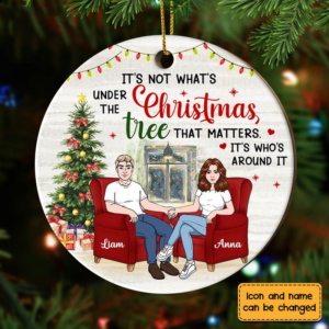 Couple Under The Christmas Tree - Personalized Circle Wood Ornament - Christmas Gift For Couple, Husband, Wife 2 21770 170113 mockup 4 800x c9a8bf5c 132d 4d53 b2d6 e3758d9e480d.png