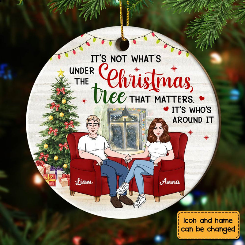 Couple Under The Christmas Tree – Personalized Circle Wood Ornament – Christmas Gift For Couple, Husband, Wife Couple Under The Christmas Tree – Personalized Circle Wood Ornament – Christmas Gift For Couple, Husband, Wife