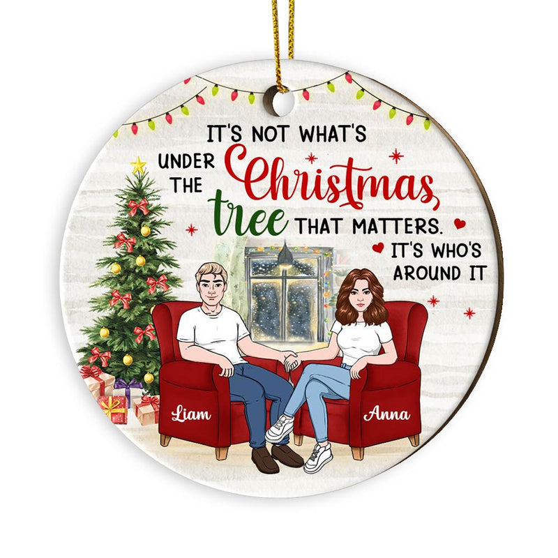 Couple Under The Christmas Tree – Personalized Circle Wood Ornament – Christmas Gift For Couple, Husband, Wife Couple Under The Christmas Tree – Personalized Circle Wood Ornament – Christmas Gift For Couple, Husband, Wife
