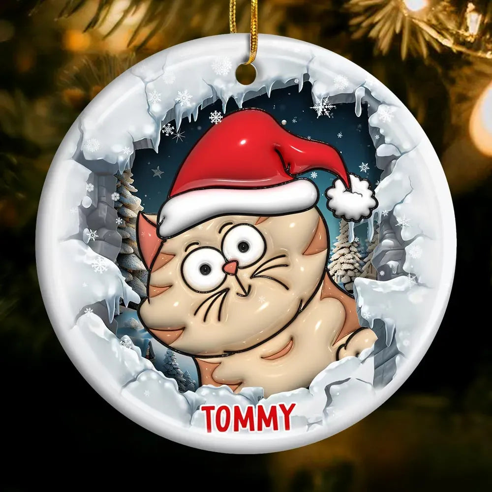 Cat Christmas 3D Inflated Effect Printed – Personalized Circle Ceramic Ornament – Christmas Gift for Cat Lovers, Pet Lovers, Cat Mom, Cat Dad Cat Christmas 3D Inflated Effect Printed – Personalized Circle Ceramic Ornament – Christmas Gift for Cat Lovers, Pet Lovers, Cat Mom, Cat Dad