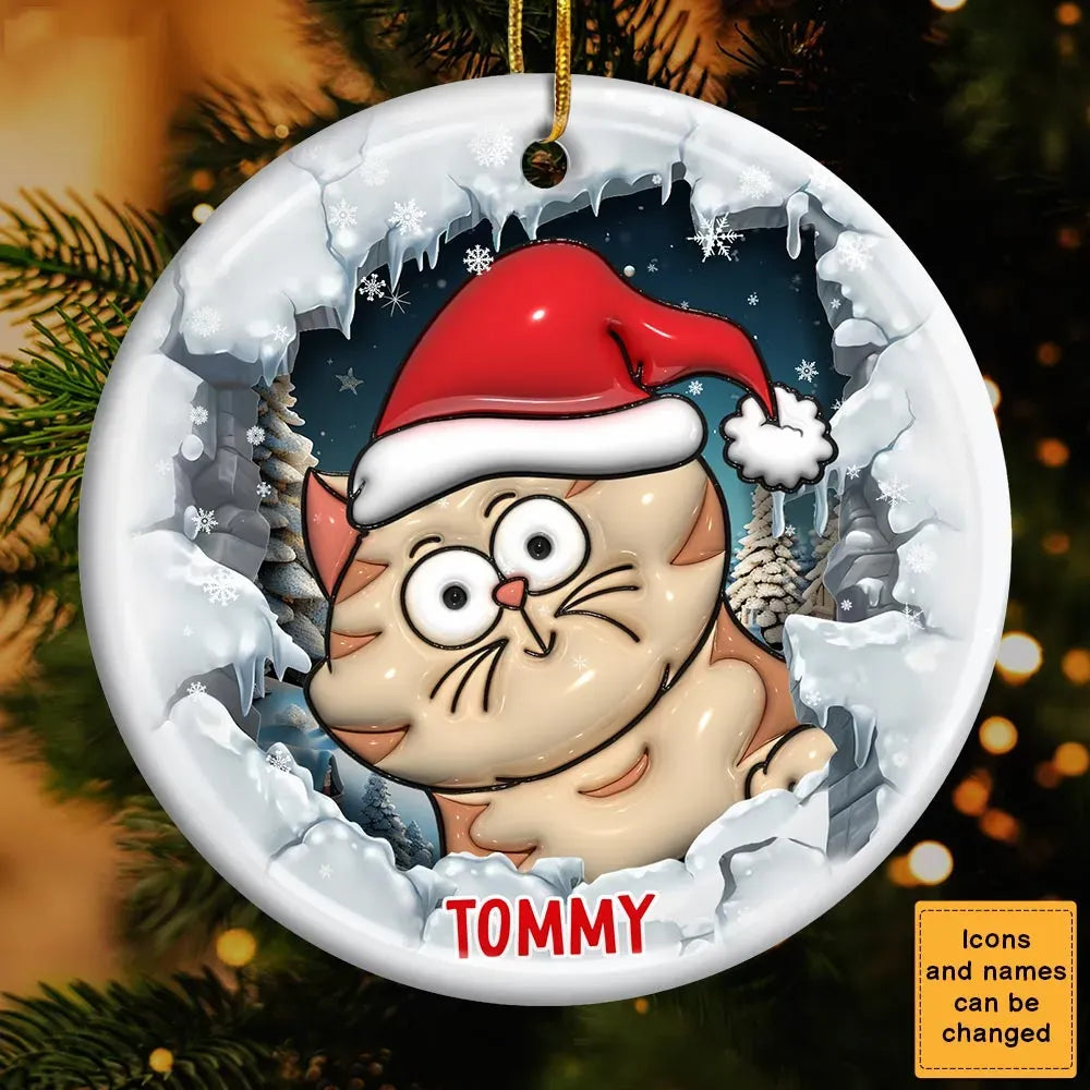 Cat Christmas 3D Inflated Effect Printed – Personalized Circle Ceramic Ornament – Christmas Gift for Cat Lovers, Pet Lovers, Cat Mom, Cat Dad Cat Christmas 3D Inflated Effect Printed – Personalized Circle Ceramic Ornament – Christmas Gift for Cat Lovers, Pet Lovers, Cat Mom, Cat Dad